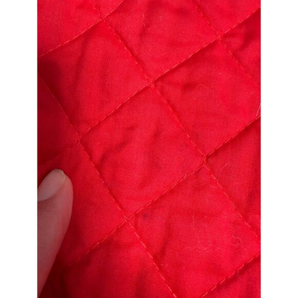 4 Vtg 70s Quilted Red Oval Placemat Ruffled Edges Holiday Table Top decor read - Picture 10 of 15